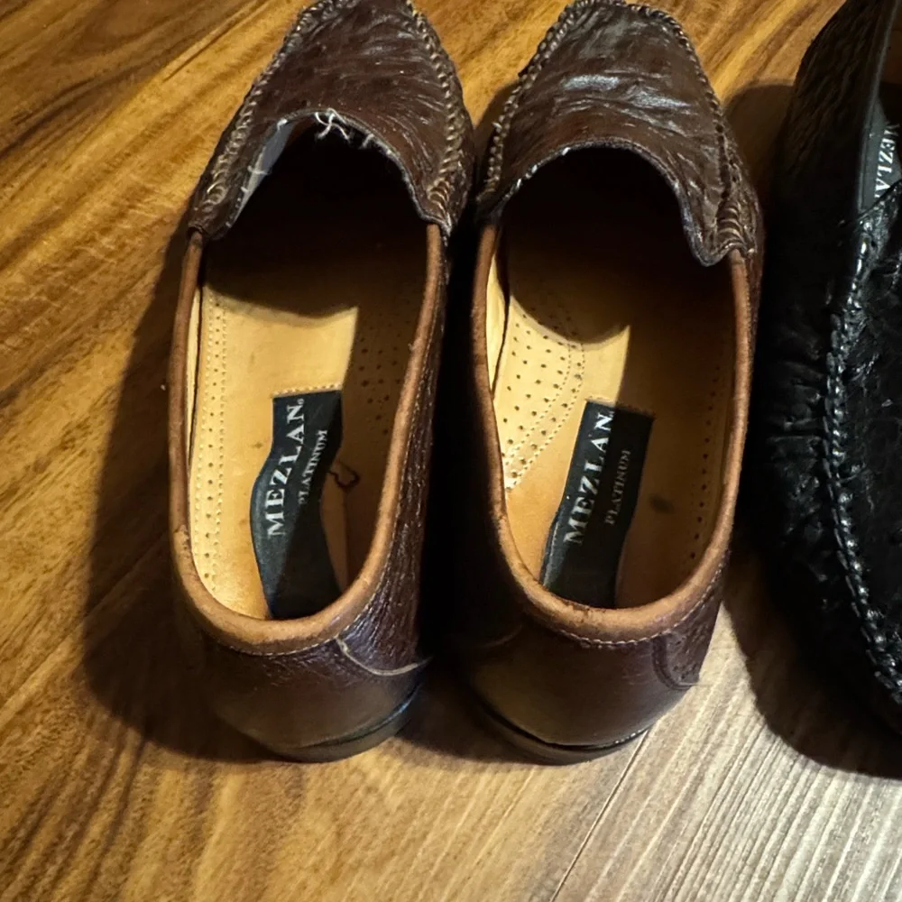 Mezlan Exotic Leather Loafers - Brown, Black, and Tan (3 pairs) Sz 8